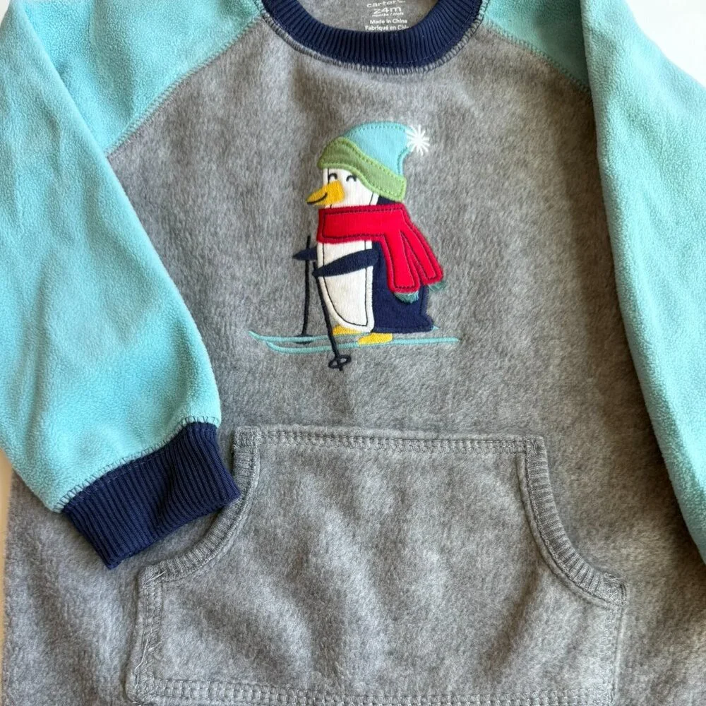 Microfleece Fleece Jumpsuit 24M Carters Skiing Penguin